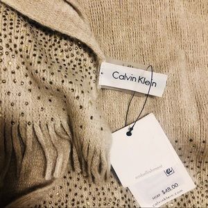 NWT Ladies Soft Calvin Klein Beige Beaded Scarf